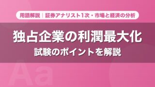 独占企業の利潤最大化｜用語解説 証券アナリスト1次・市場と経済の分析